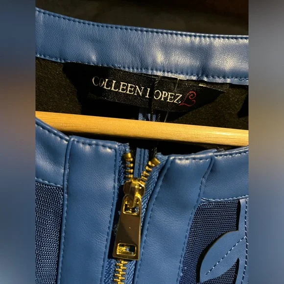 Colleen Lopez Blue Sheer Leaf Pattern Jacket, small - Picture 4 of 6